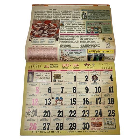 Vintage 1966 Rexall Drug Store Advertising Calendar Weather Chart 1966 Pharmacy - Picture 4 of 6